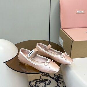 Miu Miu Blush Pink Satin Flats